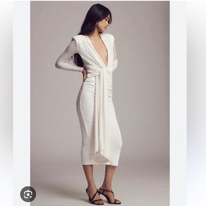 NWT MISHA Francis Slinky Jersey Midi Dress, ivory, size medium
